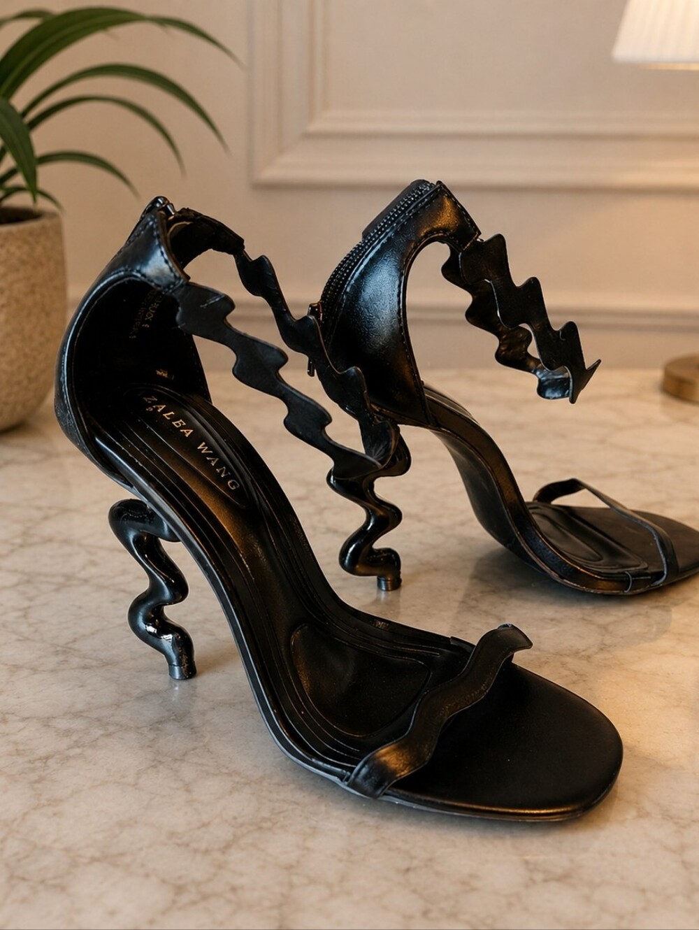 Azalea Wang Wiggly Black High Heel Shoes